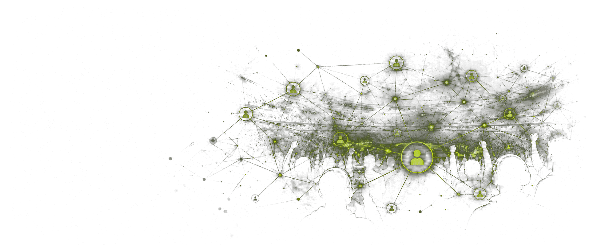 Neon network of connected sports fans in a digital stadium